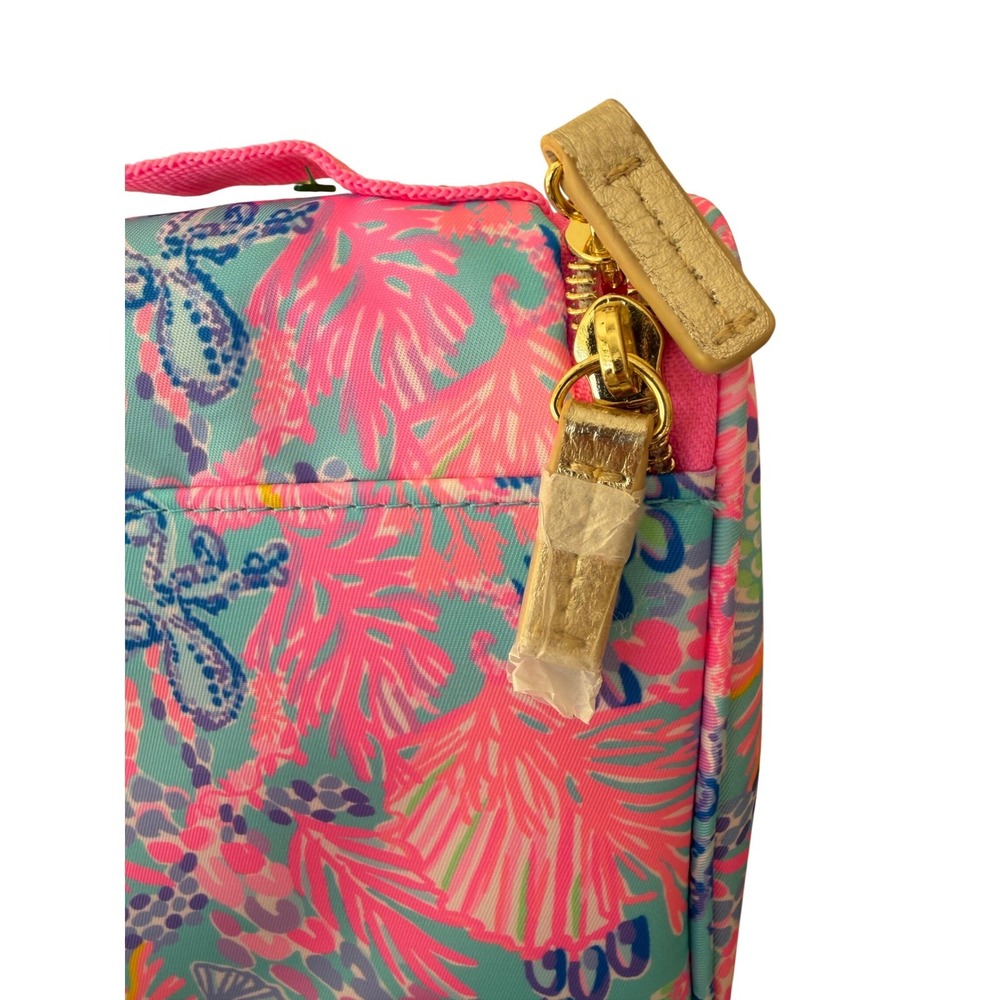 Lilly Pulitzer Hanging Toiletry Bag Pink Blue Tropical Coral Travel Organizer - Picture 3 of 7
